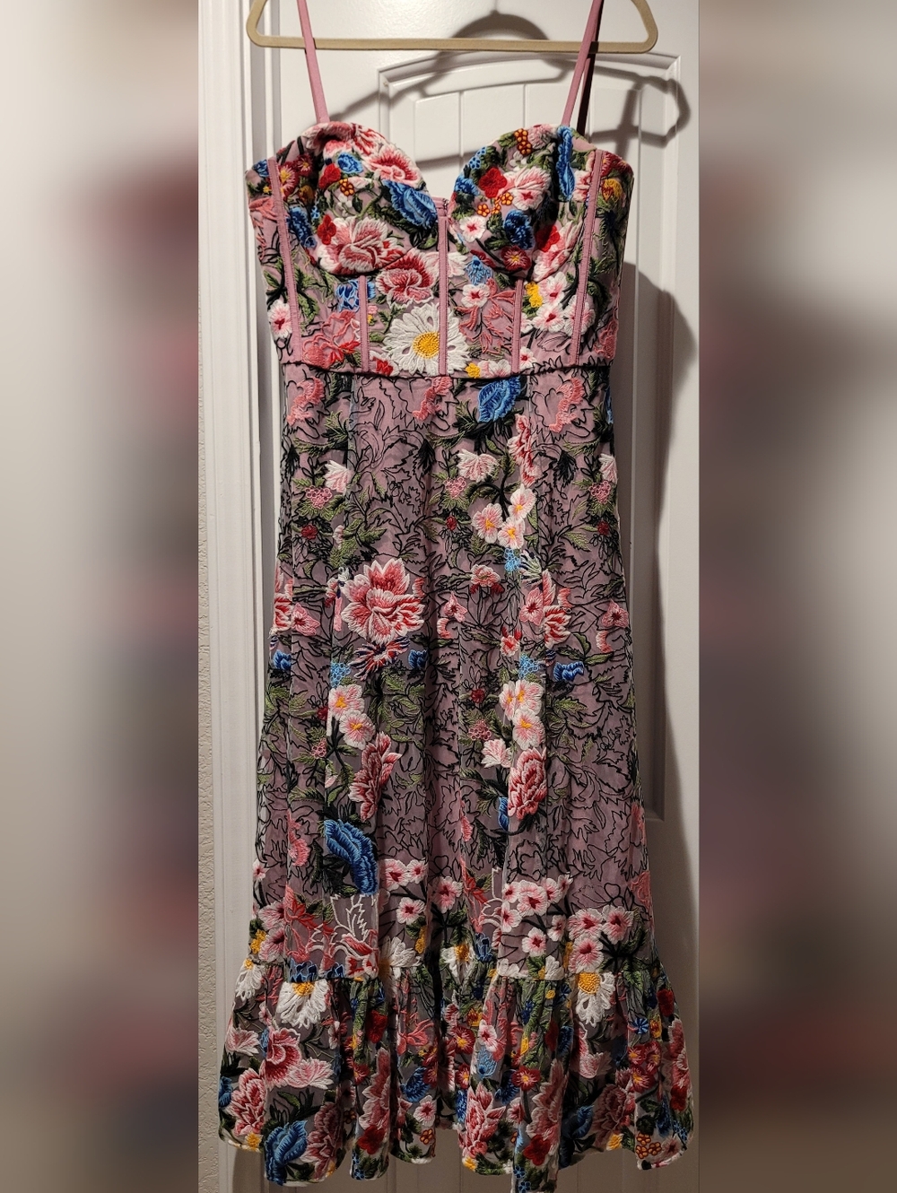 Dress the Population Carina Floral Embroidered Strapless Bustier Fit&Flare Dress - Picture 7 of 12